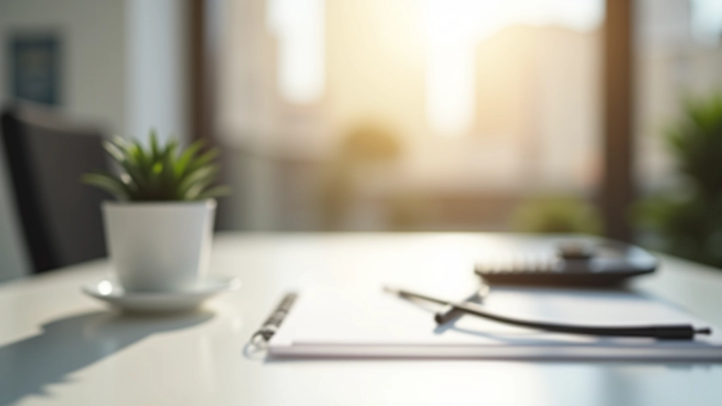 Professional workspace with financial planning materials and modern desk setup