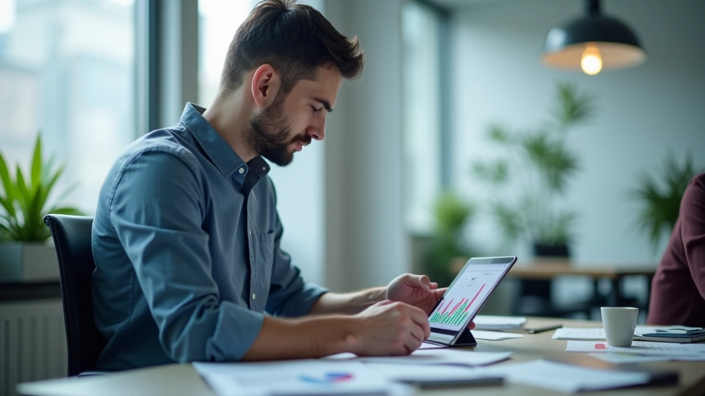 Person reviewing monthly expense report with highlighted categories on tablet screen