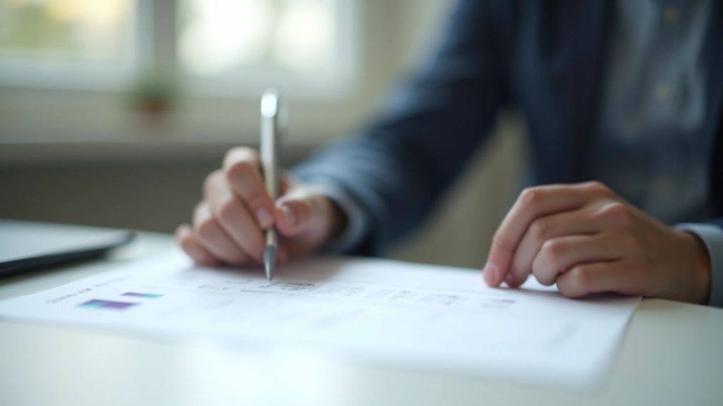 Person reviewing monthly expense summary with notes on document