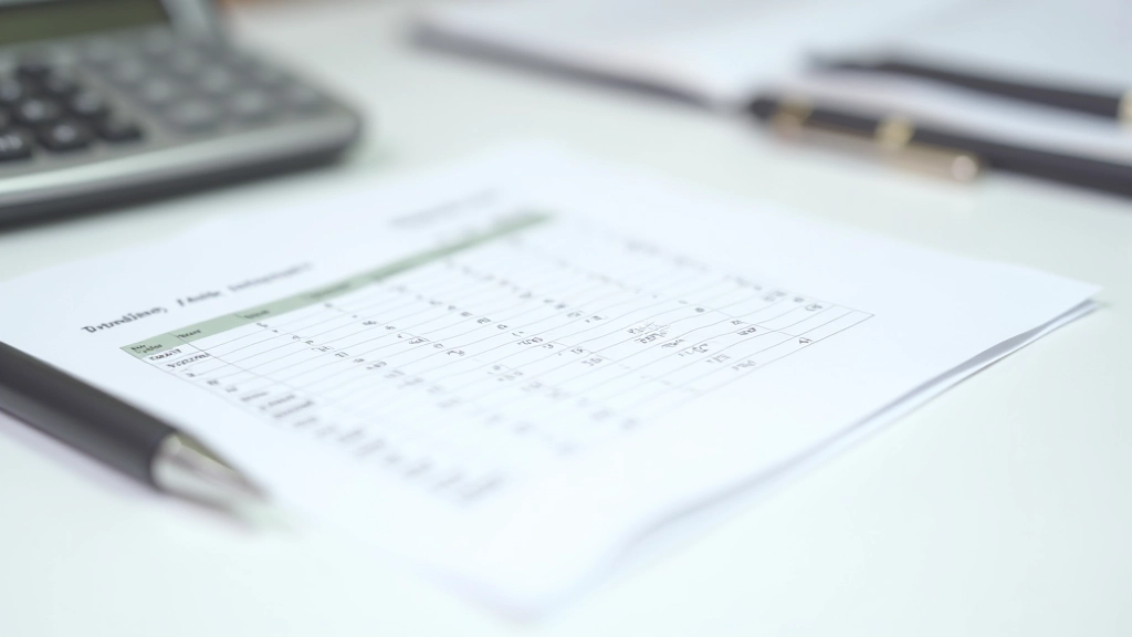 Close-up of expense spreadsheet with categories, amounts, and monthly totals highlighted